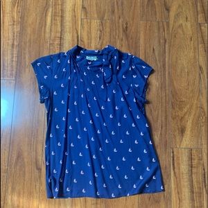 Circus blouse, sailboats. neck tie to the side.